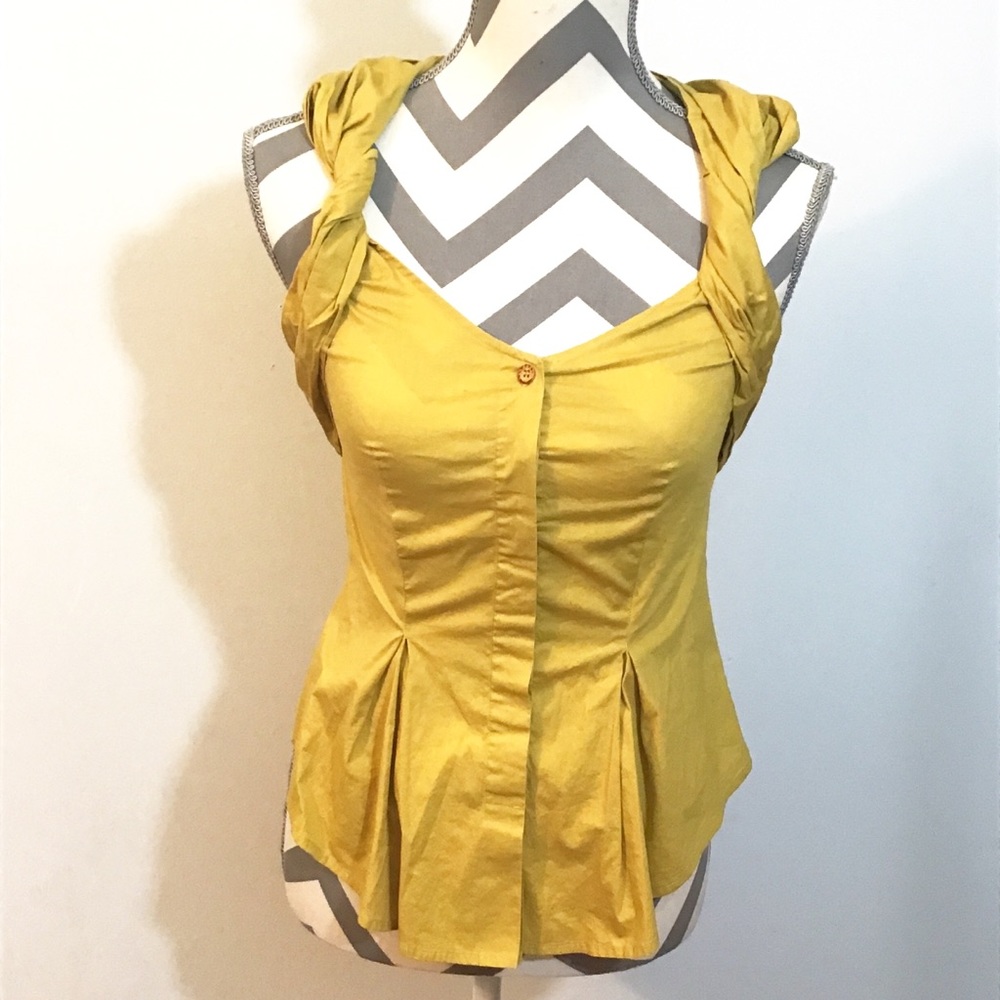Anthropologie Odille Mustard Yellow Sleeveless Top